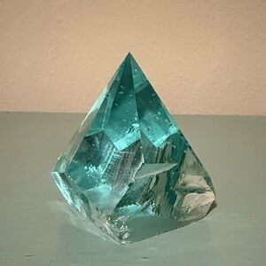 Stanley Teal Glass Pyramid Art Piece